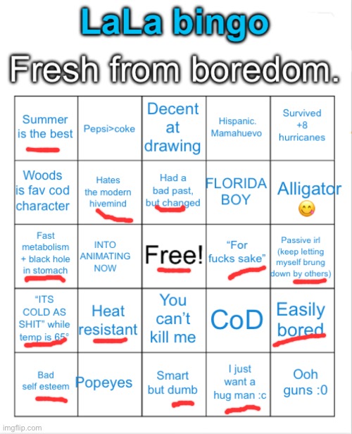 Another LaLa bingo | image tagged in another lala bingo | made w/ Imgflip meme maker