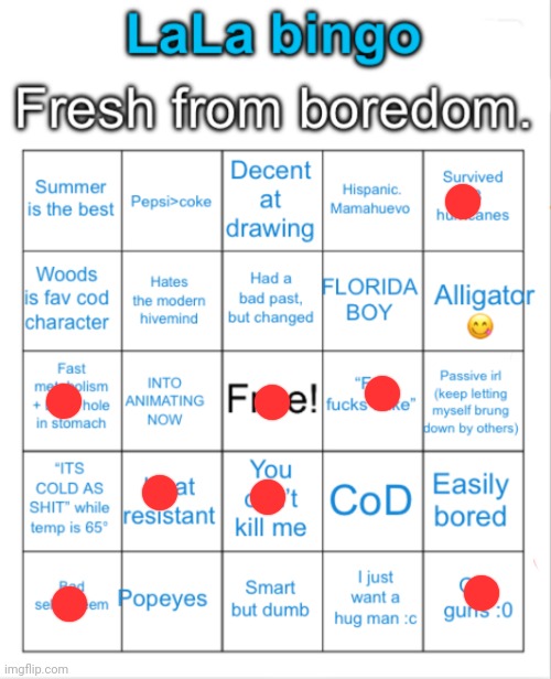 Another LaLa bingo | image tagged in another lala bingo | made w/ Imgflip meme maker