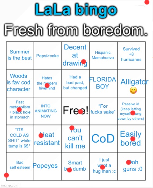 Another LaLa bingo | image tagged in another lala bingo | made w/ Imgflip meme maker