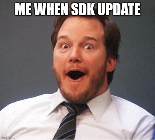 excited | ME WHEN SDK UPDATE | image tagged in excited | made w/ Imgflip meme maker