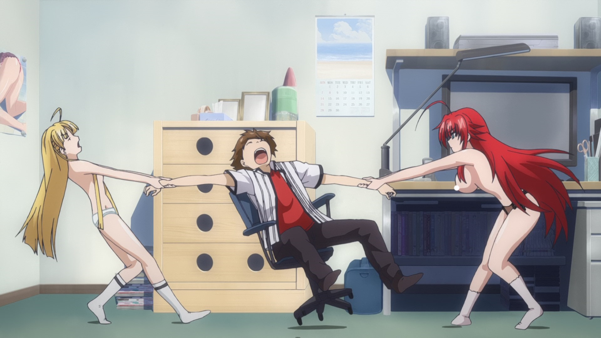 Rias and Asia Tug of War Blank Meme Template