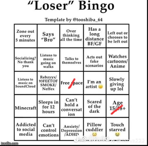 Imagine getting 3 bingos on this *cough* neko | image tagged in loser bingo | made w/ Imgflip meme maker