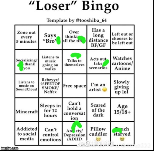 E | image tagged in loser bingo,memes,loser,bingo | made w/ Imgflip meme maker