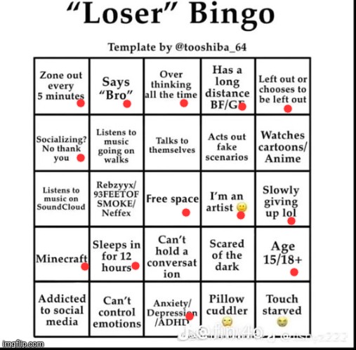 Naur I got one | image tagged in loser bingo | made w/ Imgflip meme maker