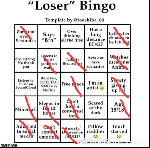 W | image tagged in loser bingo | made w/ Imgflip meme maker