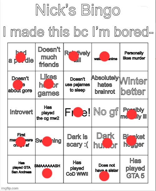 womp | image tagged in nick s bingo | made w/ Imgflip meme maker