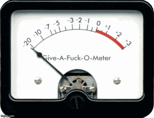 Give-A-Fuck-O-Meter | image tagged in give-a-fuck-o-meter | made w/ Imgflip meme maker