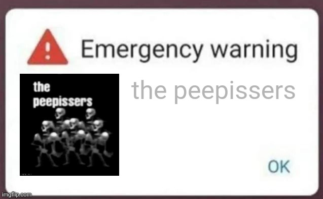 the peepissers | the peepissers | image tagged in emergency warning | made w/ Imgflip meme maker