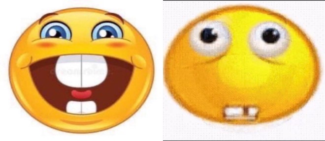 Happy emoji and distrubed emoji with teeth Blank Meme Template