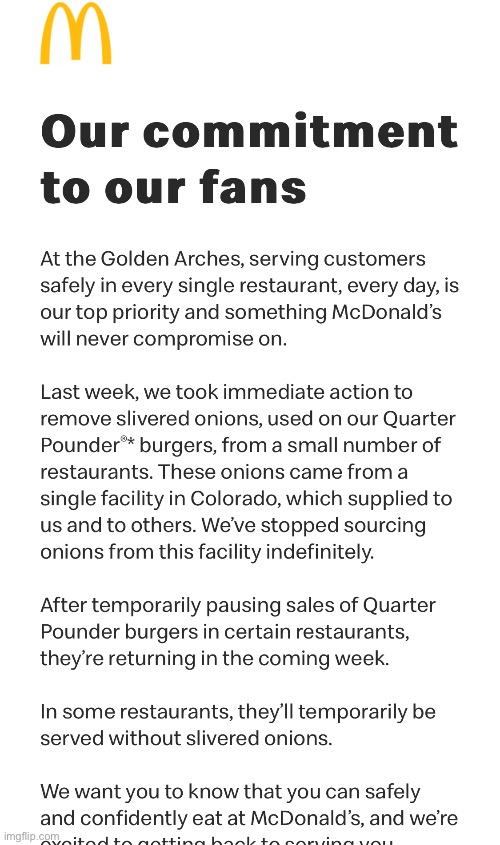 McDonald’s apology | made w/ Imgflip meme maker