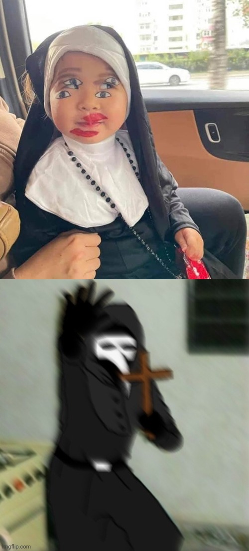 The Nun 4 | image tagged in scp 049 with cross,nun | made w/ Imgflip meme maker