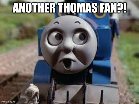 Suprised Thomas | ANOTHER THOMAS FAN?! | image tagged in suprised thomas | made w/ Imgflip meme maker