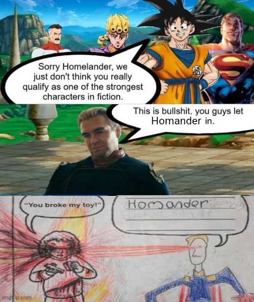 Strongest characters in fiction | Homander | image tagged in strongest characters in fiction | made w/ Imgflip meme maker