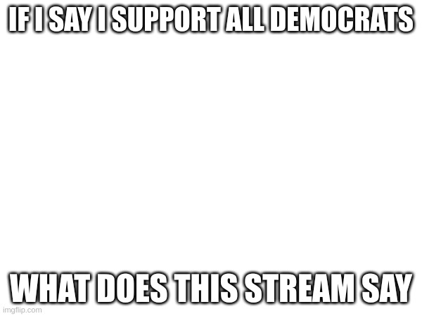 IF I SAY I SUPPORT ALL DEMOCRATS; WHAT DOES THIS STREAM SAY | made w/ Imgflip meme maker