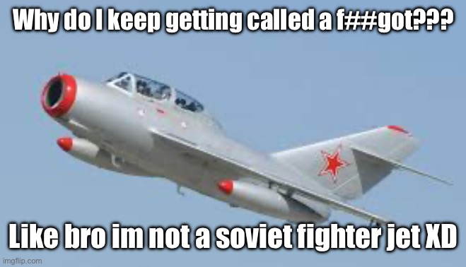 Why do I keep getting called a f##got??? Like bro im not a soviet fighter jet XD | image tagged in i am not calling any of you a slur or trying to offend anyone | made w/ Imgflip meme maker