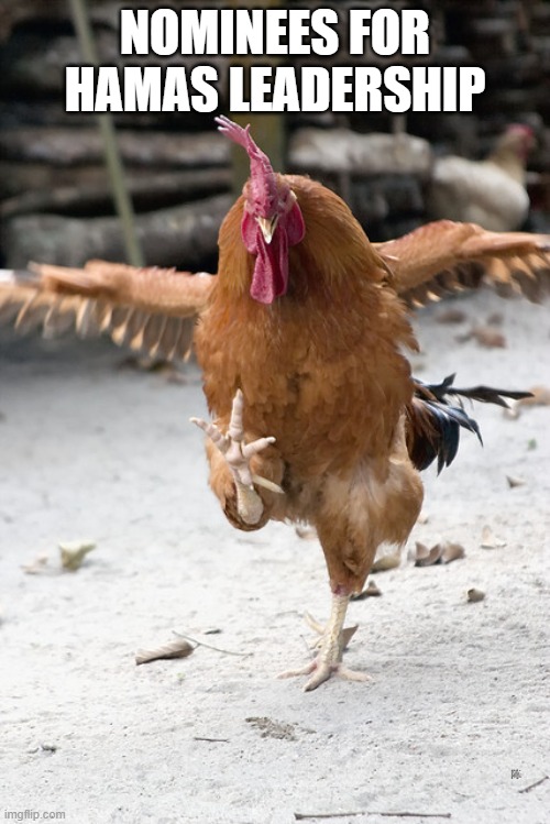 Karate Chicken | NOMINEES FOR HAMAS LEADERSHIP | image tagged in karate chicken | made w/ Imgflip meme maker