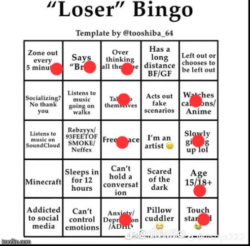 gauys I'm a loser ? | image tagged in loser bingo | made w/ Imgflip meme maker