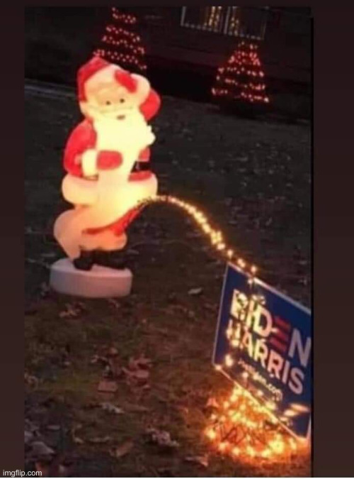 Santa pissing on Biden-Harris Sign | image tagged in santa pissing on biden-harris sign | made w/ Imgflip meme maker