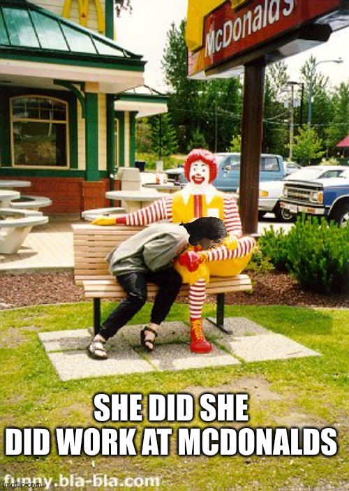 She had a job at McDees all over the place. | SHE DID SHE DID WORK AT MCDONALDS | made w/ Imgflip meme maker