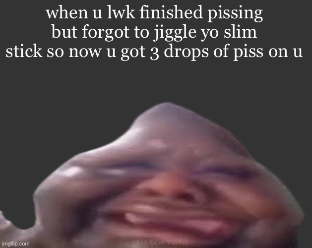 B L | when u lwk finished pissing but forgot to jiggle yo slim stick so now u got 3 drops of piss on u | image tagged in b l | made w/ Imgflip meme maker