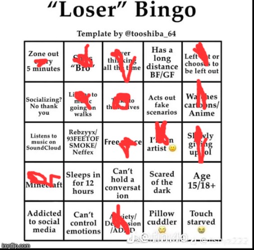 Hey I’m not a loser…. Yet | image tagged in loser bingo | made w/ Imgflip meme maker