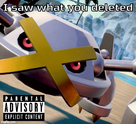 @palmo | I saw what you deleted | image tagged in awesome shiny metagross temp | made w/ Imgflip meme maker