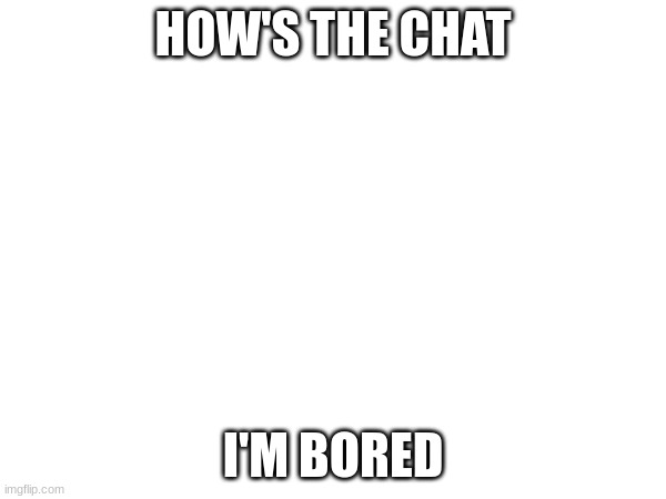 HOW'S THE CHAT; I'M BORED | image tagged in e | made w/ Imgflip meme maker