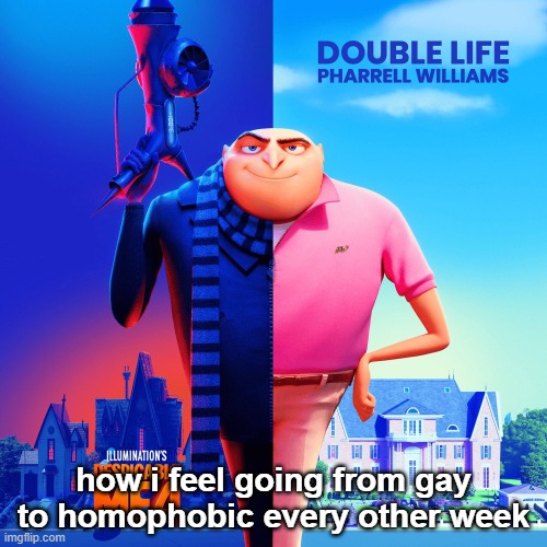 Double Life | how i feel going from gay to homophobic every other week | image tagged in double life | made w/ Imgflip meme maker