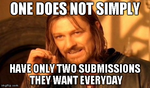 One Does Not Simply Meme | ONE DOES NOT SIMPLY HAVE ONLY TWO SUBMISSIONS THEY WANT EVERYDAY | image tagged in memes,one does not simply | made w/ Imgflip meme maker