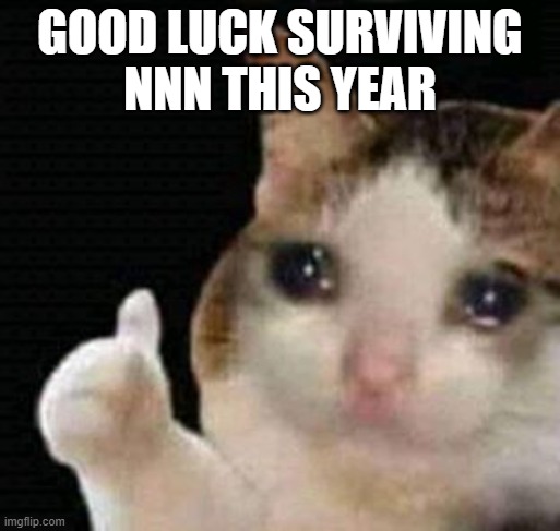 Hope you do well | GOOD LUCK SURVIVING
NNN THIS YEAR | image tagged in sad thumbs up cat | made w/ Imgflip meme maker