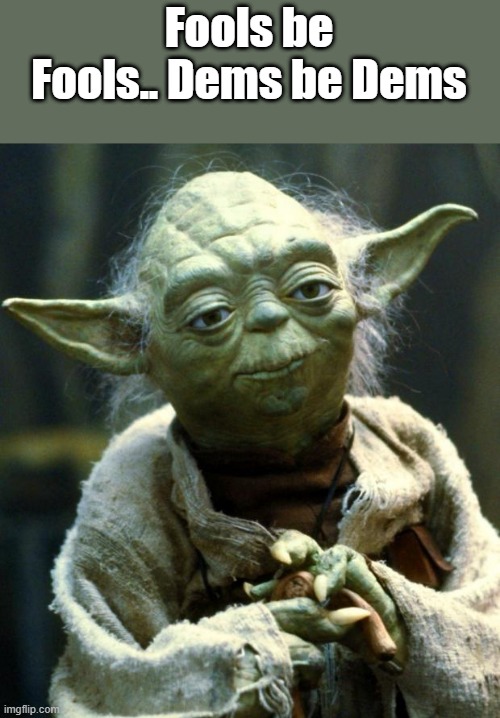 Its simple | Fools be Fools.. Dems be Dems | image tagged in memes,star wars yoda | made w/ Imgflip meme maker