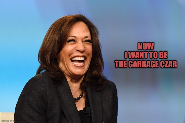 Kamala Harris laughing | NOW
 I WANT TO BE 
THE GARBAGE CZAR | image tagged in kamala harris laughing | made w/ Imgflip meme maker