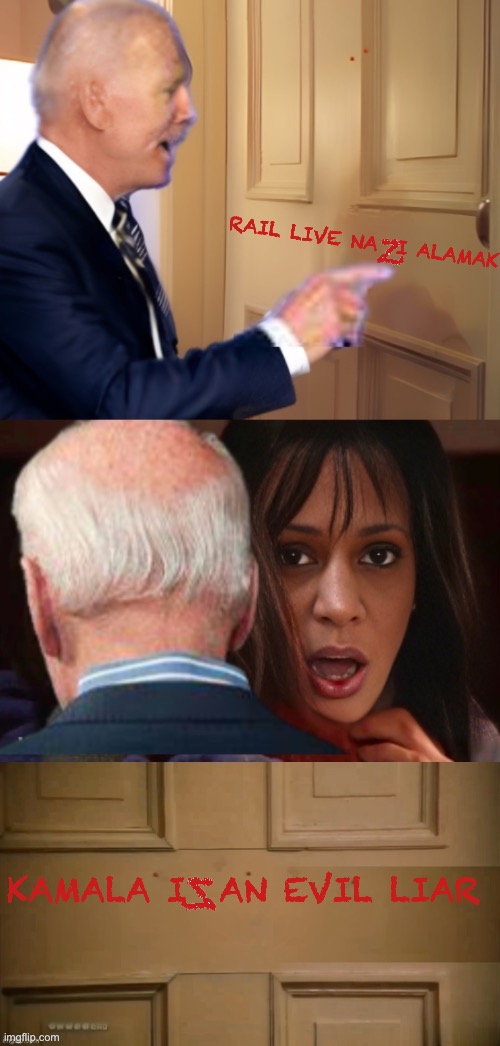 Redrum | RAIL LIVE NA  I ALAMAK; KAMALA I  AN EVIL LIAR | image tagged in kamala harris,nazi,liar | made w/ Imgflip meme maker