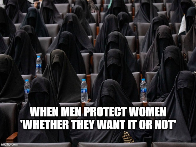 WHEN MEN PROTECT WOMEN 'WHETHER THEY WANT IT OR NOT' | made w/ Imgflip meme maker