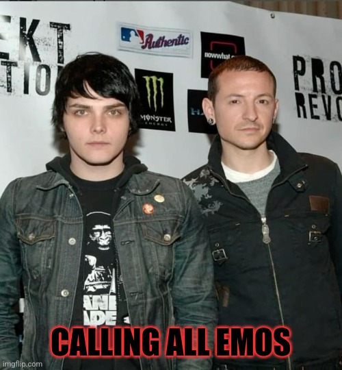 MCR and Linkin Park | CALLING ALL EMOS | image tagged in linkin park,my chemical romance,emo | made w/ Imgflip meme maker