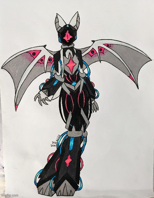 I was gonna draw a dedicated Halloween piece but I didn't so here's a bat in an exosuit | image tagged in image quality really said fu huh,man i wish i had a digital drawing tablet | made w/ Imgflip meme maker