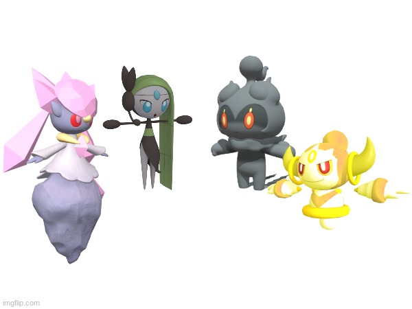 The 4 Mythicals T-Posing.mp3 | image tagged in the 4 mythicals,kage and melody,chip and kessho,t pose | made w/ Imgflip meme maker