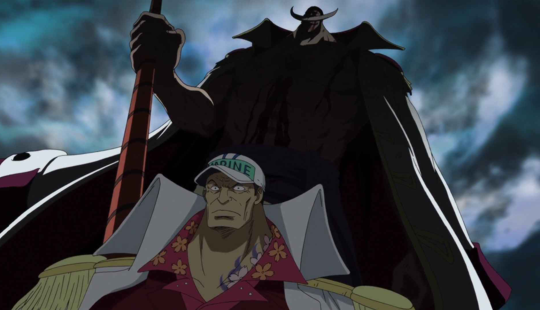 Big Whitebeard behind marine Blank Meme Template