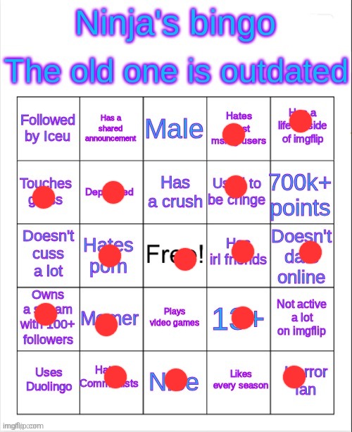 I dislike summer but the only good part of it is summer break | image tagged in ninja's bingo | made w/ Imgflip meme maker