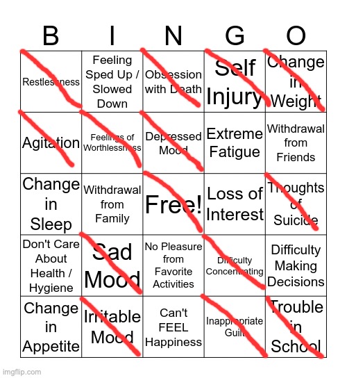 depression bingo 1 | image tagged in depression bingo 1 | made w/ Imgflip meme maker