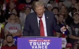 Trump fellating mic stand Blank Meme Template