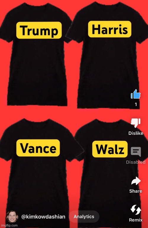 Presidential Election Kollection | image tagged in fashion kartoon,team shirts,donald trump,kamala harris,jd vance,brian einersen | made w/ Imgflip meme maker