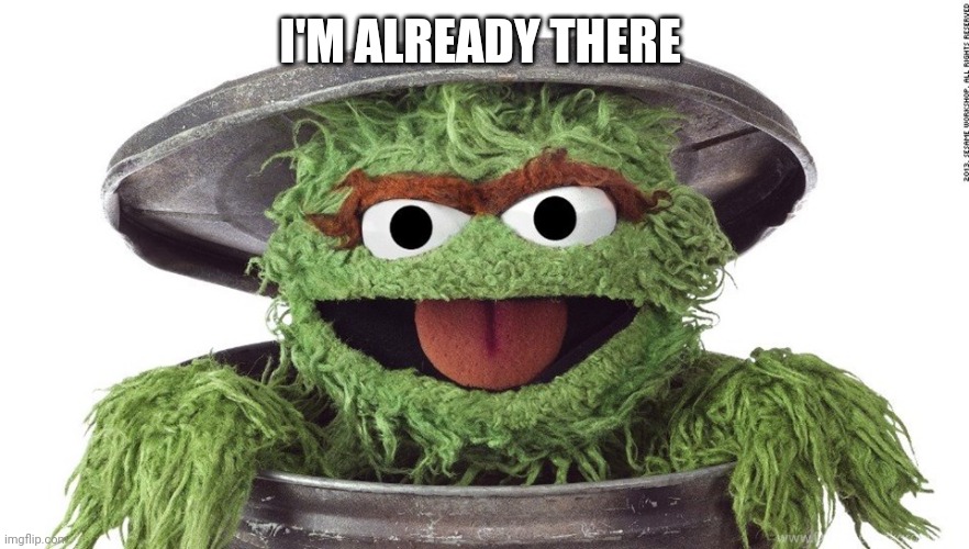 oscar the grouch | I'M ALREADY THERE | image tagged in oscar the grouch | made w/ Imgflip meme maker