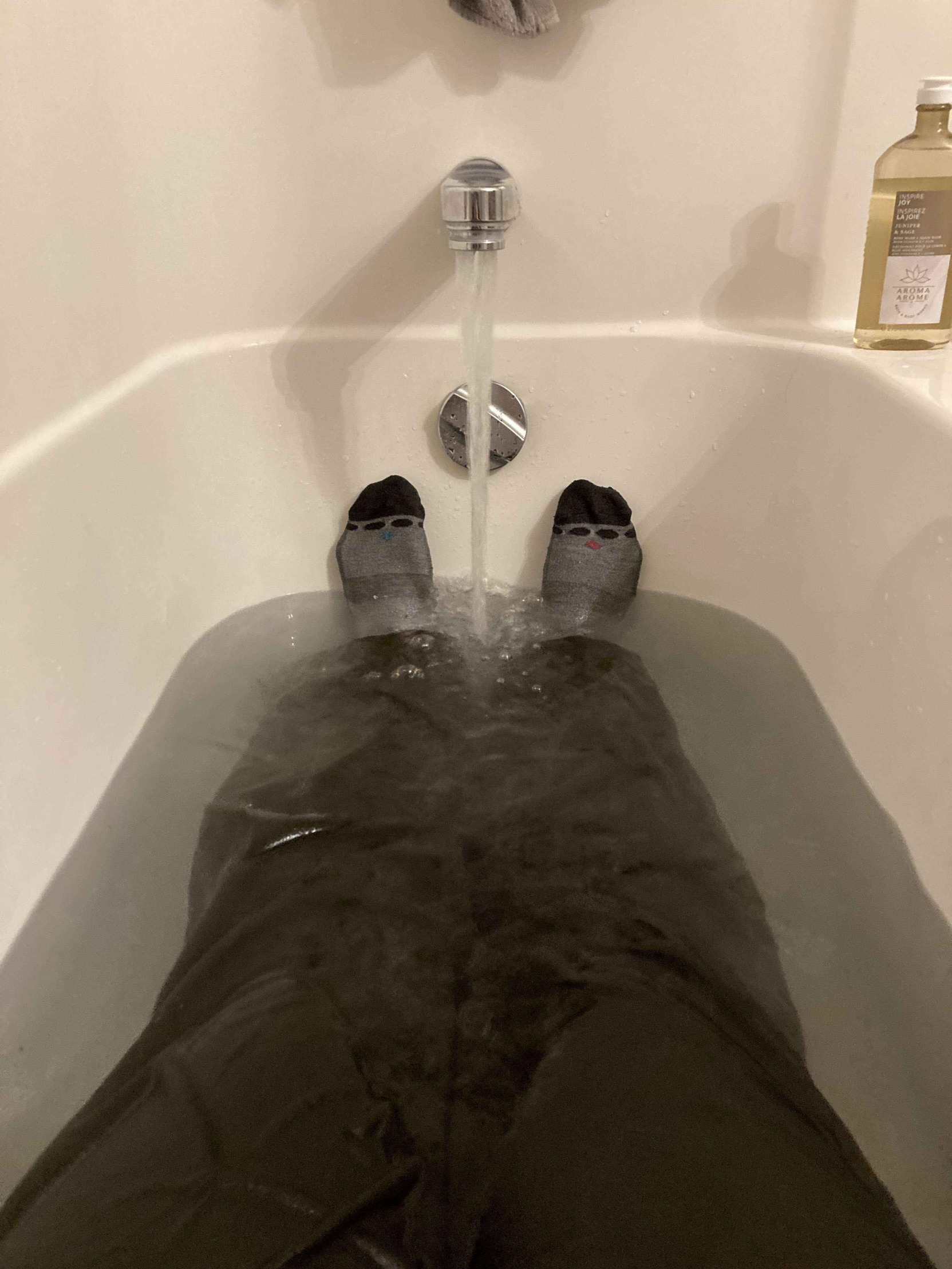 Socks in bathtub Blank Meme Template