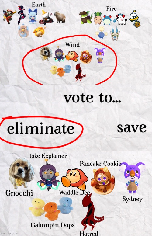 episode 1: vote to eliminate anyone from team wind | made w/ Imgflip meme maker