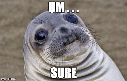 Awkward Moment Sealion Meme | UM . . . SURE | image tagged in memes,awkward moment sealion | made w/ Imgflip meme maker