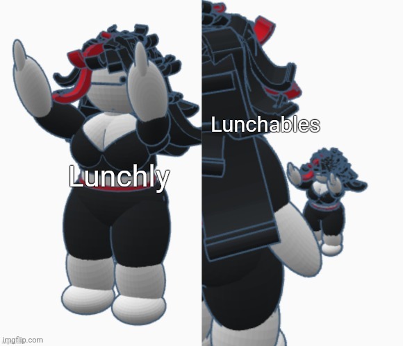Small Claire vs big Claire | Lunchables; Lunchly | image tagged in small claire vs big claire | made w/ Imgflip meme maker