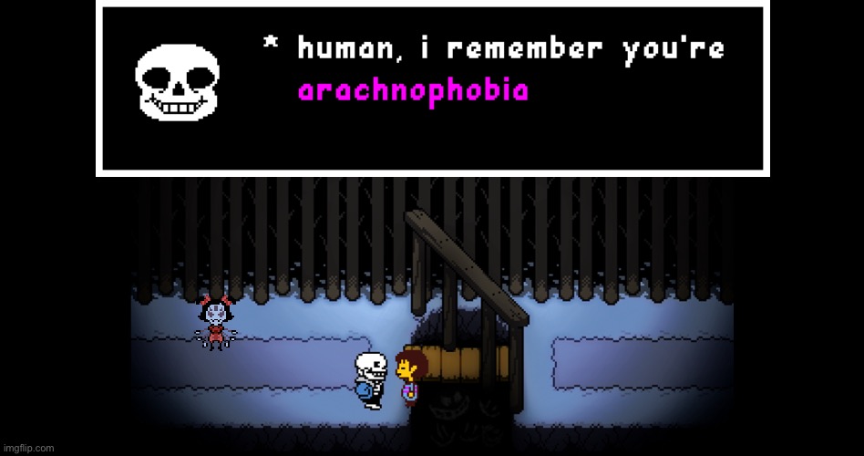 human... i remember you're | image tagged in human i remember you're,arachnophobia,spider,undertale,sans,frisk | made w/ Imgflip meme maker