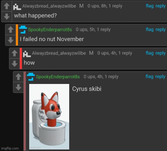 I failed no nut november | Cyrus skibi | image tagged in i failed no nut november | made w/ Imgflip meme maker