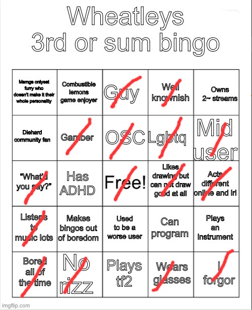 WHEATLEY’S A FURRY????? | image tagged in muh bingo | made w/ Imgflip meme maker